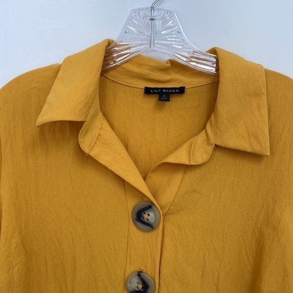 Lily Black Mustard Tunic Blouse Dress Oversized Buttons Women’s Size Small - Picture 7 of 13